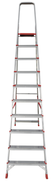 Стремянка профессиональная алюминиевая 10 ступеней 80/130 мм NV3112 Новая высота 3112110