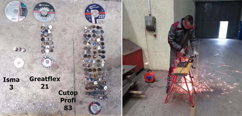 Испытания отрезных дисков Cutop 34